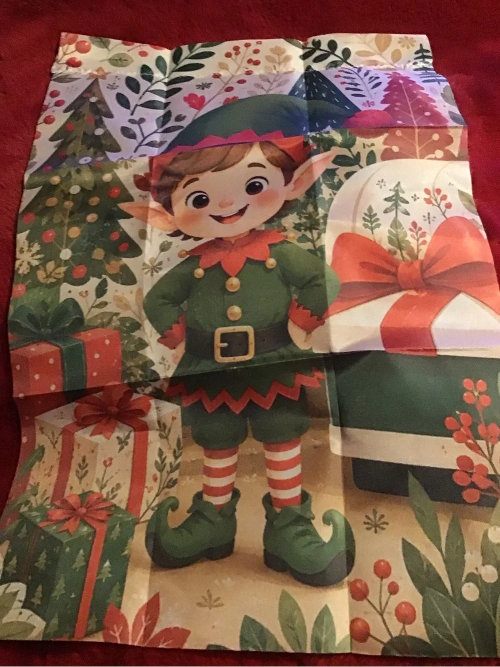 Holiday Elf Decorative mini garden flag - Green Red White
